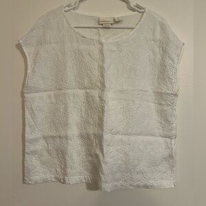 Cynthia Rowley Woman’s White Linen Embroidered Sleeveless Top Size Medium